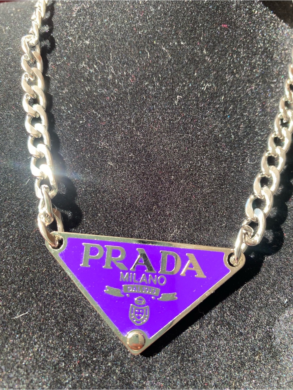 Fashion Purple Triangle Logo Necklace - Milano Enamel Pendant